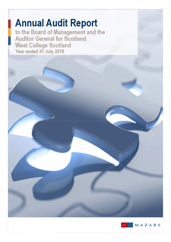 Publication cover: West College Scotland annual audit report 2017/18