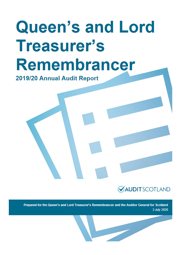 Publication cover: Queen's and Lord Treasurer's Remembrancer annual audit 2019/20