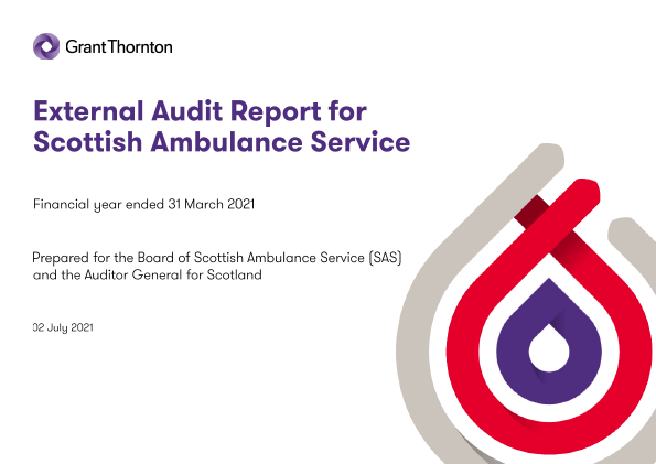 Report cover: Scottish Ambulance Service annual audit 2020/21 