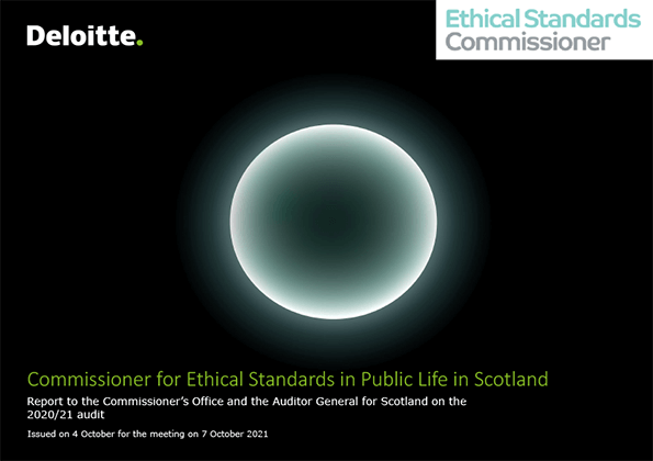 Publication cover: Commissioner for Ethical Standards in Public Life in Scotland annual audit 2020/21 