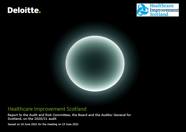 Report cover: Healthcare Improvement Scotland annual audit 2020/21 