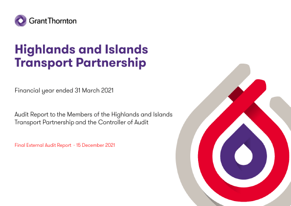 Publication cover: Highlands and Islands Transport Partnership annual audit 2020/21 