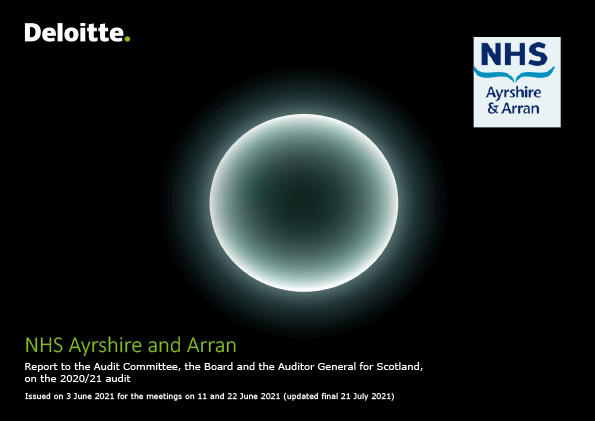 Publication cover: NHS Ayrshire and Arran annual audit 2020/21 