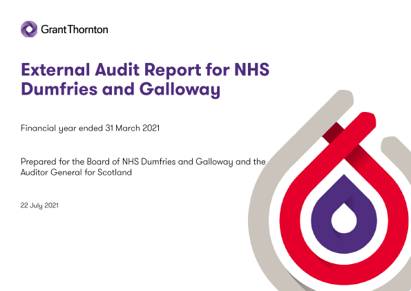 Report cover: NHS Dumfries and Galloway annual audit 2020/21 