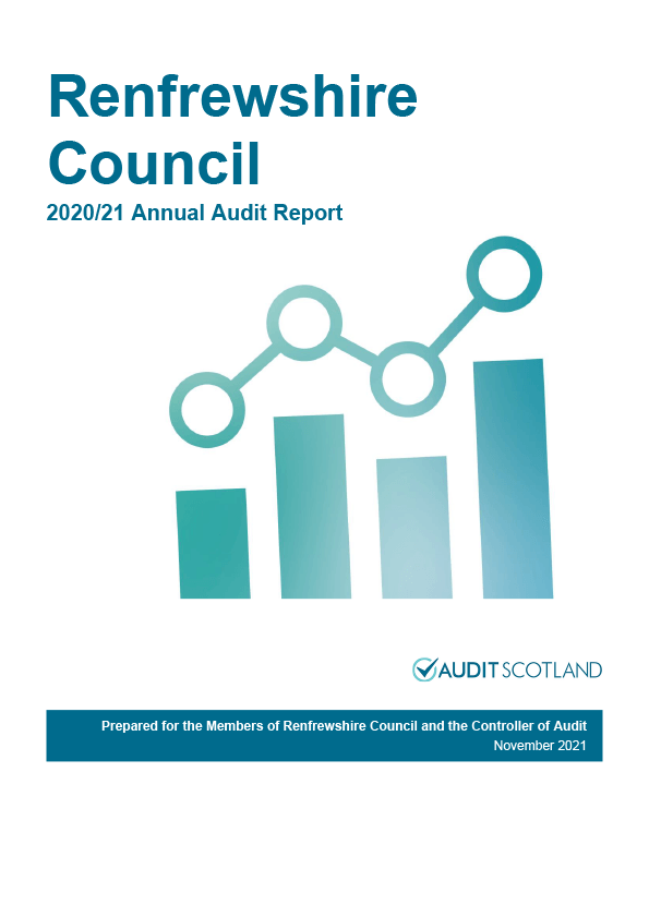 Publication cover: Renfrewshire Council annual audit 2020/21 