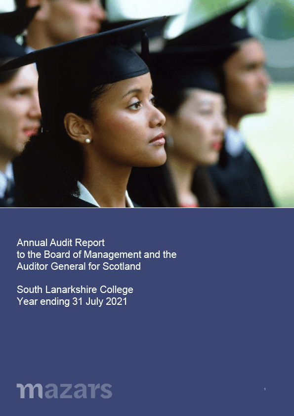Publication cover: South Lanarkshire College annual audit 2020/21