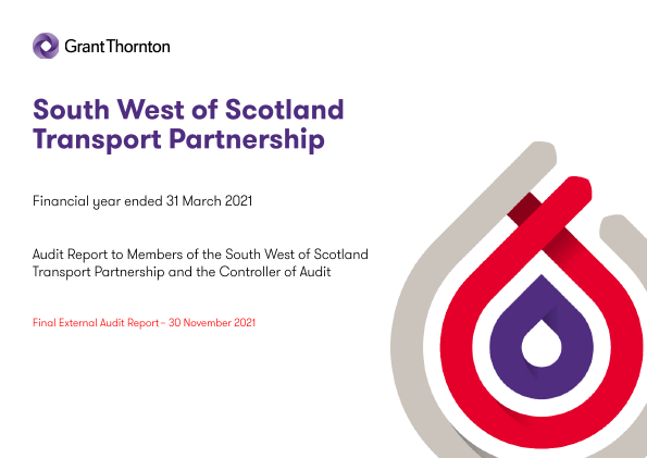 Publication cover: South West of Scotland Transport Partnership annual audit 2020/21 