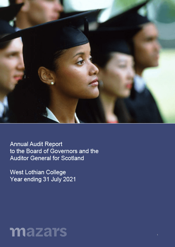 Publication cover: West Lothian College annual audit 2020/21
