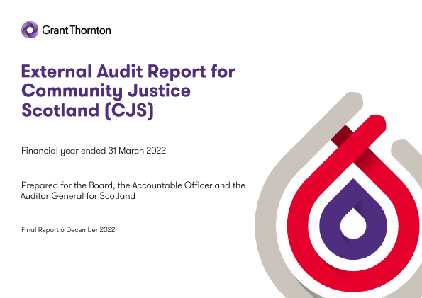 Publication cover: Community Justice Scotland annual audit 2021/22