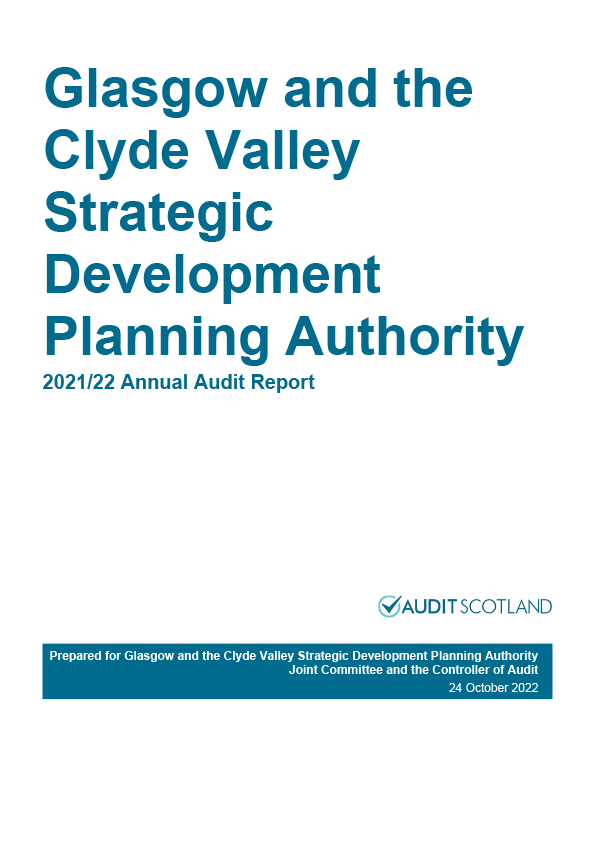 Publication cover: Glasgow and the Clyde Valley Strategic Development Planning Authority annual audit 2021/22