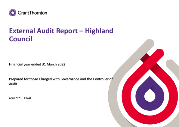 Publication cover: Highland Council annual audit 2021/22