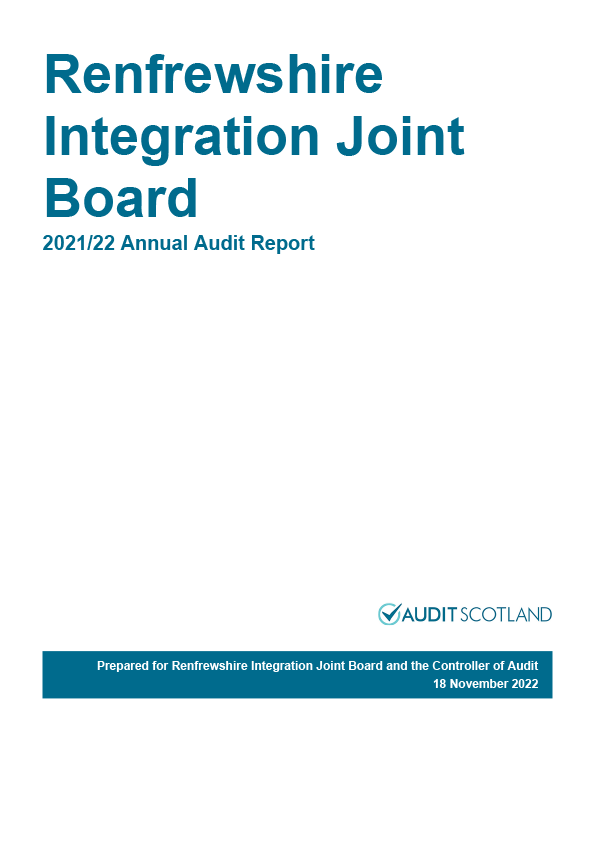 Publication cover: Renfrewshire Integration Joint Board annual audit 2021/22