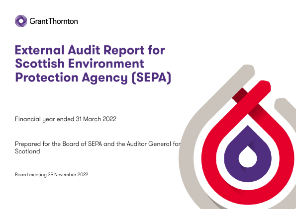 Publication cover: Scottish Environment Protection Agency annual audit 2021/22
