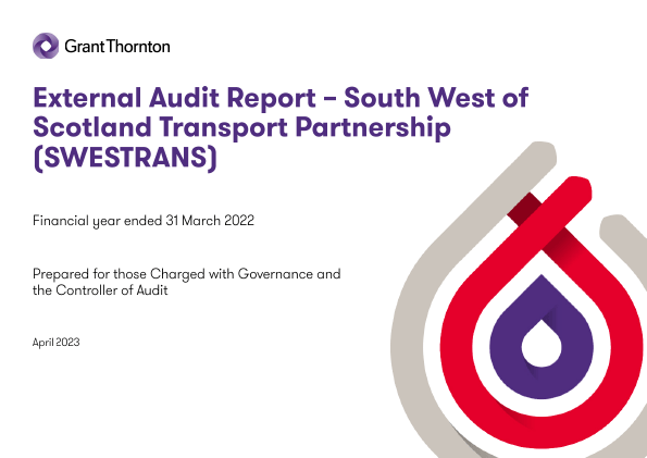 Publication cover: South West of Scotland Transport Partnership annual audit 2021/22