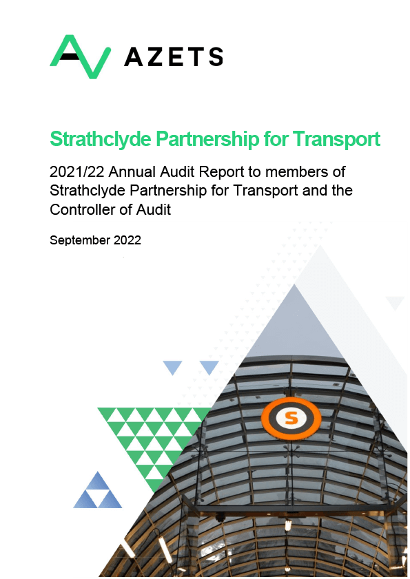 Publication cover: Strathclyde Partnership for Transport and Strathclyde Concessionary Travel Scheme Joint Committee annual audit 2021/22
