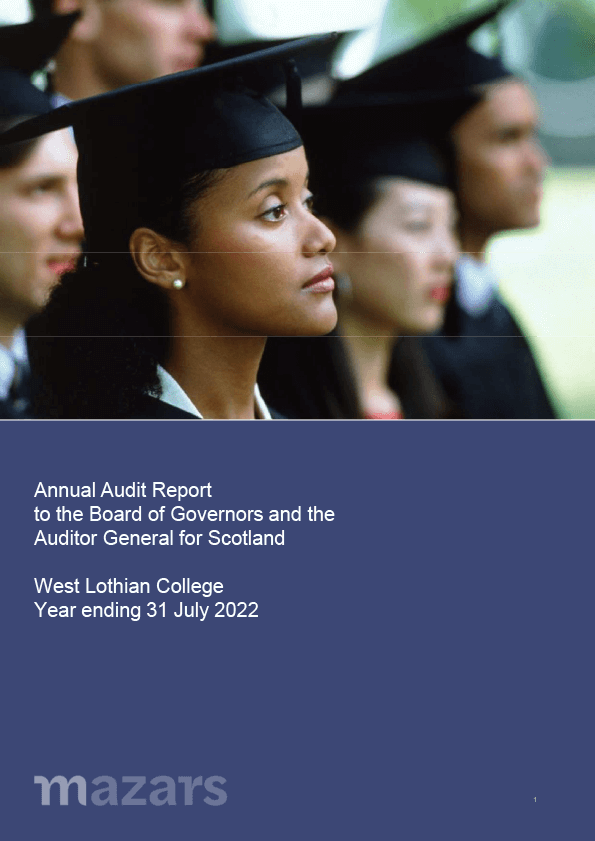 Publication cover: West Lothian College annual audit 2021/22