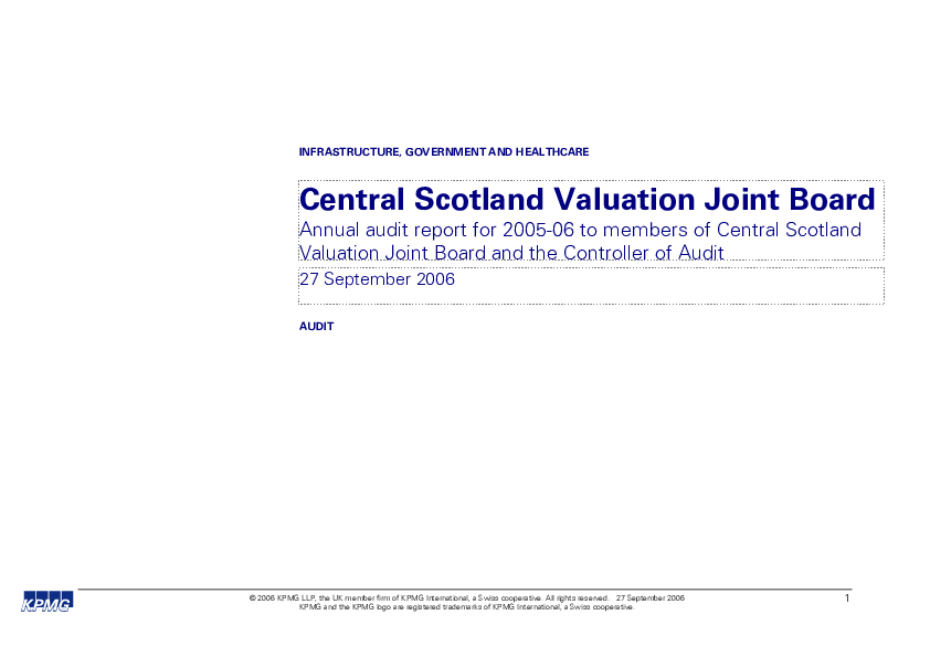 Publication cover: Central Scotland Valuation Joint Board annual audit 2005/06