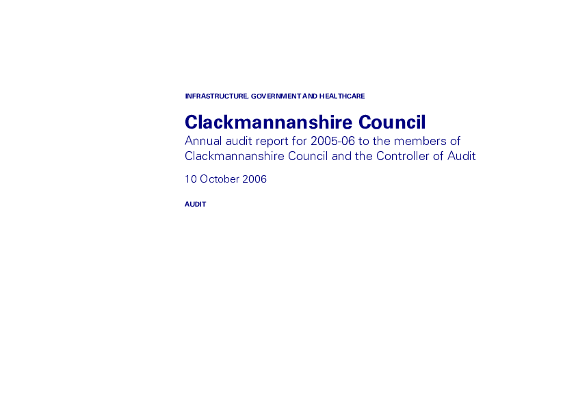 Publication cover: Clackmannanshire Council annual audit 2005/06