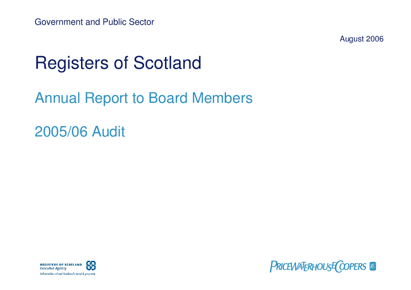 Publication cover: Registers of Scotland annual audit 2005/06