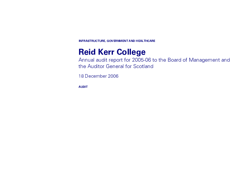 Publication cover: Reid Kerr College annual audit 2005/06