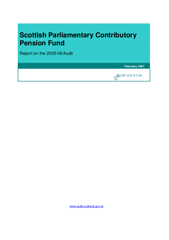 Publication cover: Scottish Parliamentary Contributory Pension Fund annual audit 2005/06