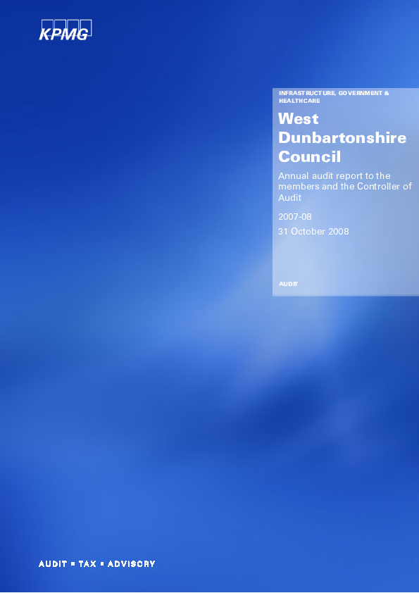 Publication cover: West Dunbartonshire Council annual audit 2007/08