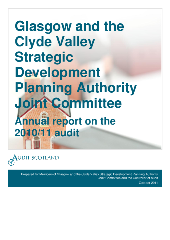 Publication cover: Glasgow and the Clyde Valley Strategic Development Planning Authority Joint Committee annual audit 2010/11