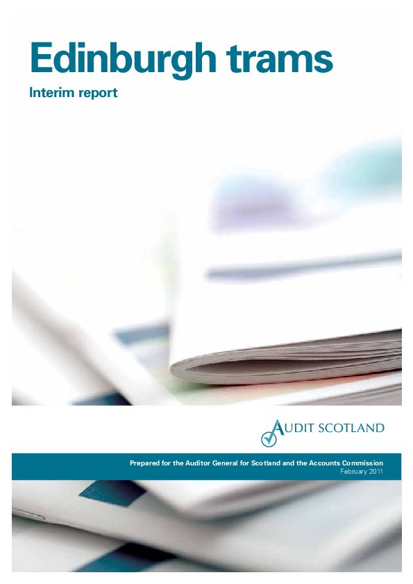 Publication cover: Edinburgh trams interim report
