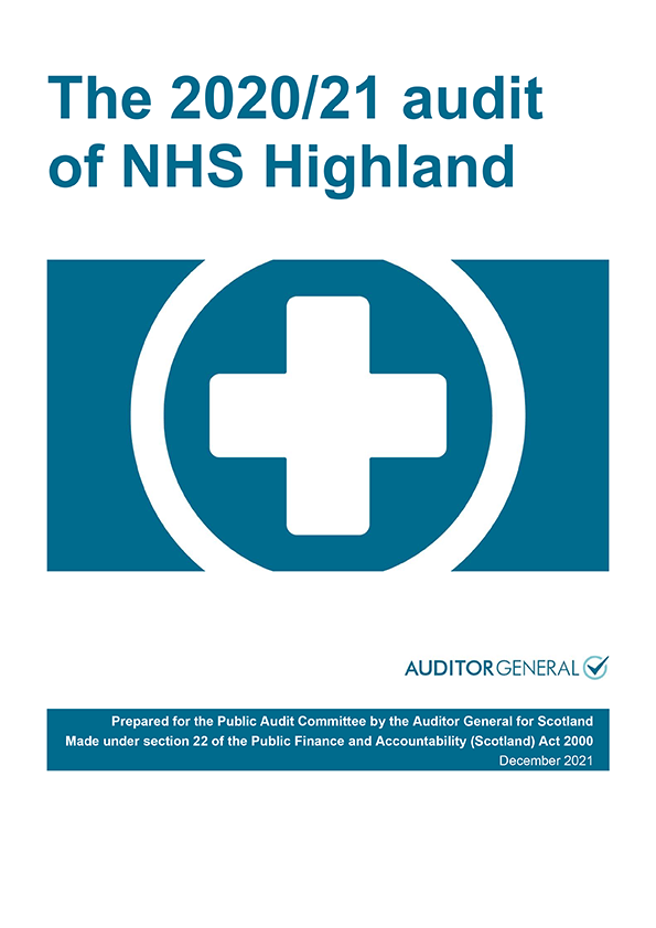 Report cover: The 2020/21 audit of NHS Highland