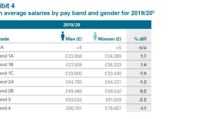 Pay gap by pay band and year