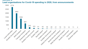 Lead organisations for Covid-19 spending in 2020, from announcements