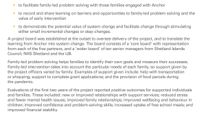 Anchor Early Action Project as outlined in the main report