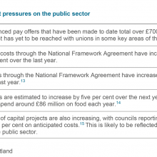 Examples of cost pressures on the public sector